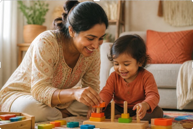 বাচ্চাদের আনন্দের বাস্তব দৃশ্য — মা ও সন্তানের সংযোগ